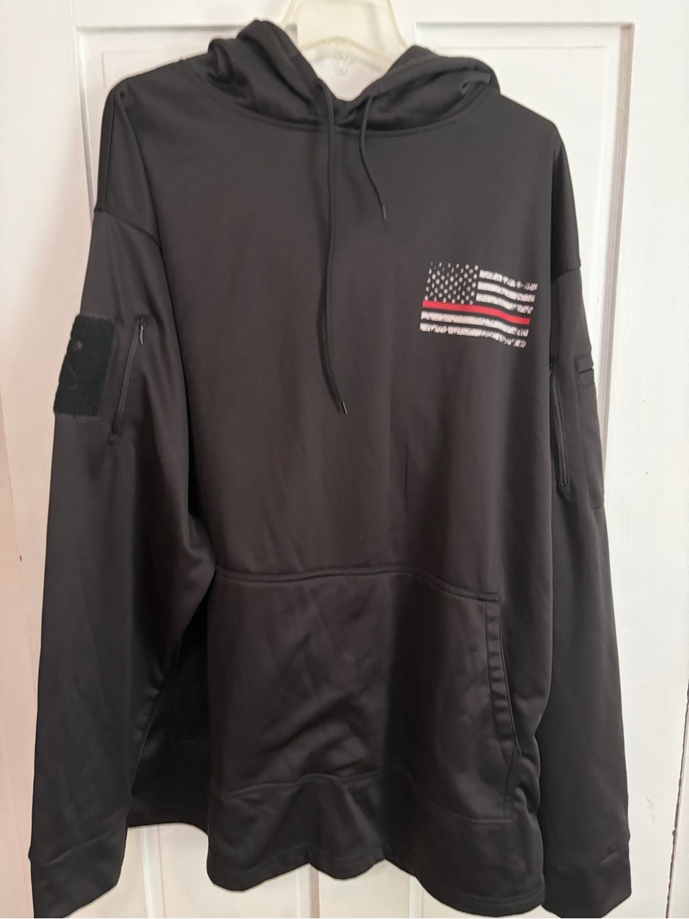 Rothco Black Hoodie with Thin Red Line Flag Graphic